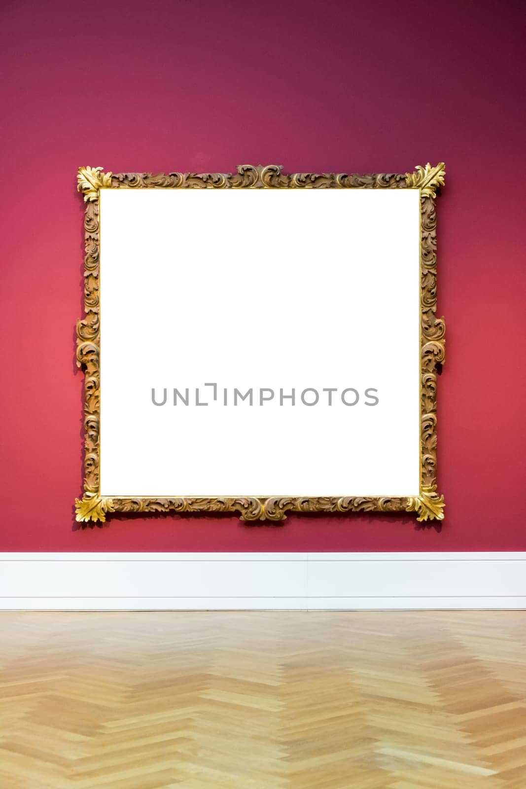 Art Museum Frame Wall Ornate Minimal Design White Isolated Clipping Path Template
