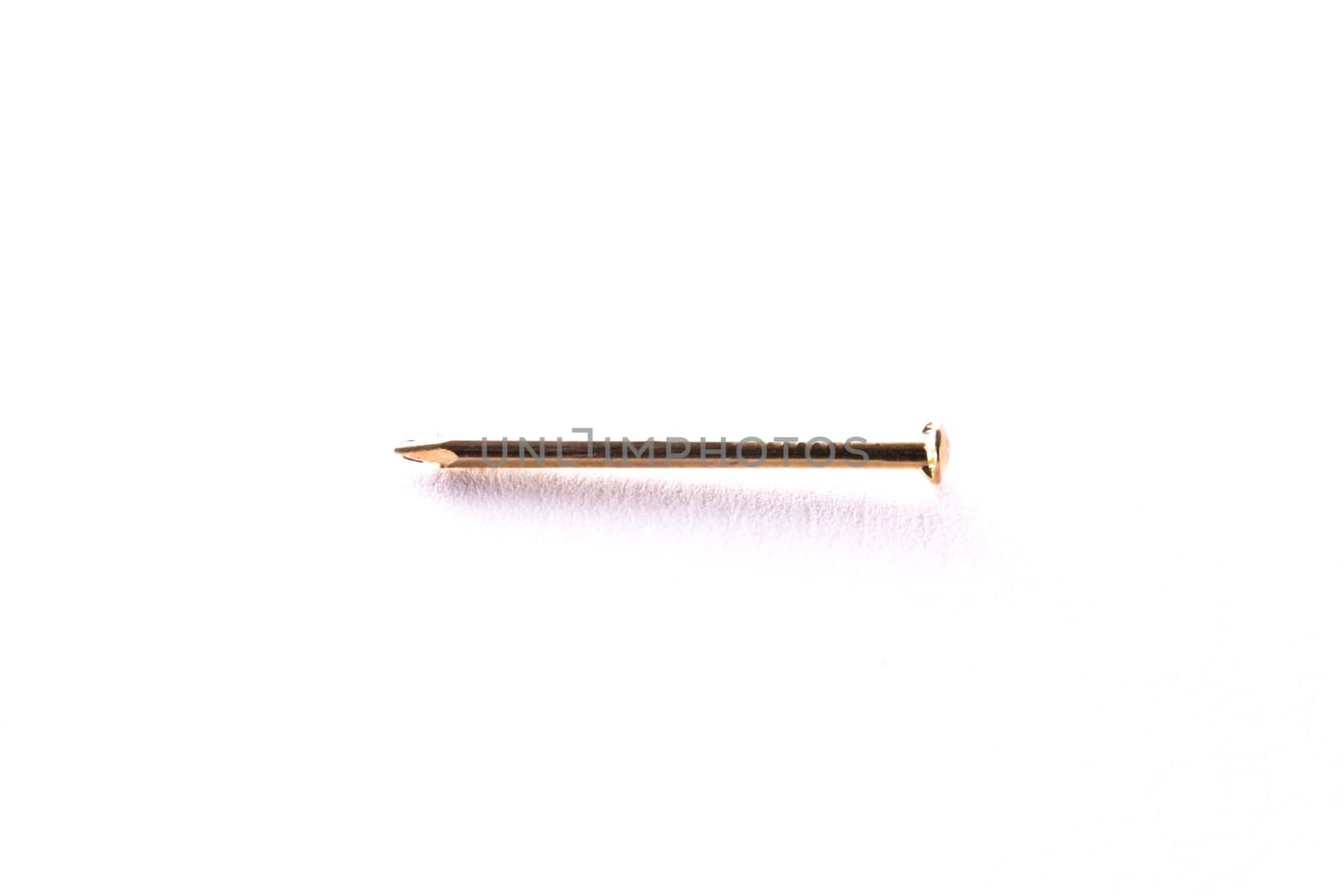 Single Nail Metal Chrome Gold Standing Laying Object Construction Background