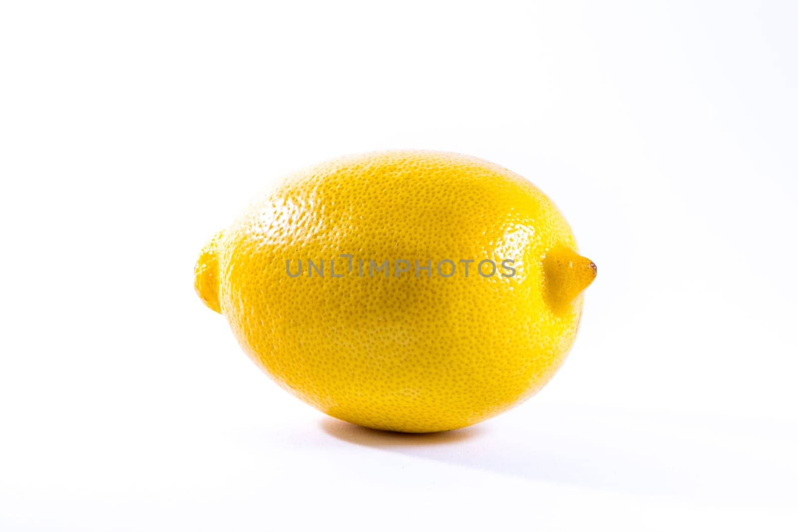 Single Lemon White Background Bright Yellow Fruit Fresh Food
