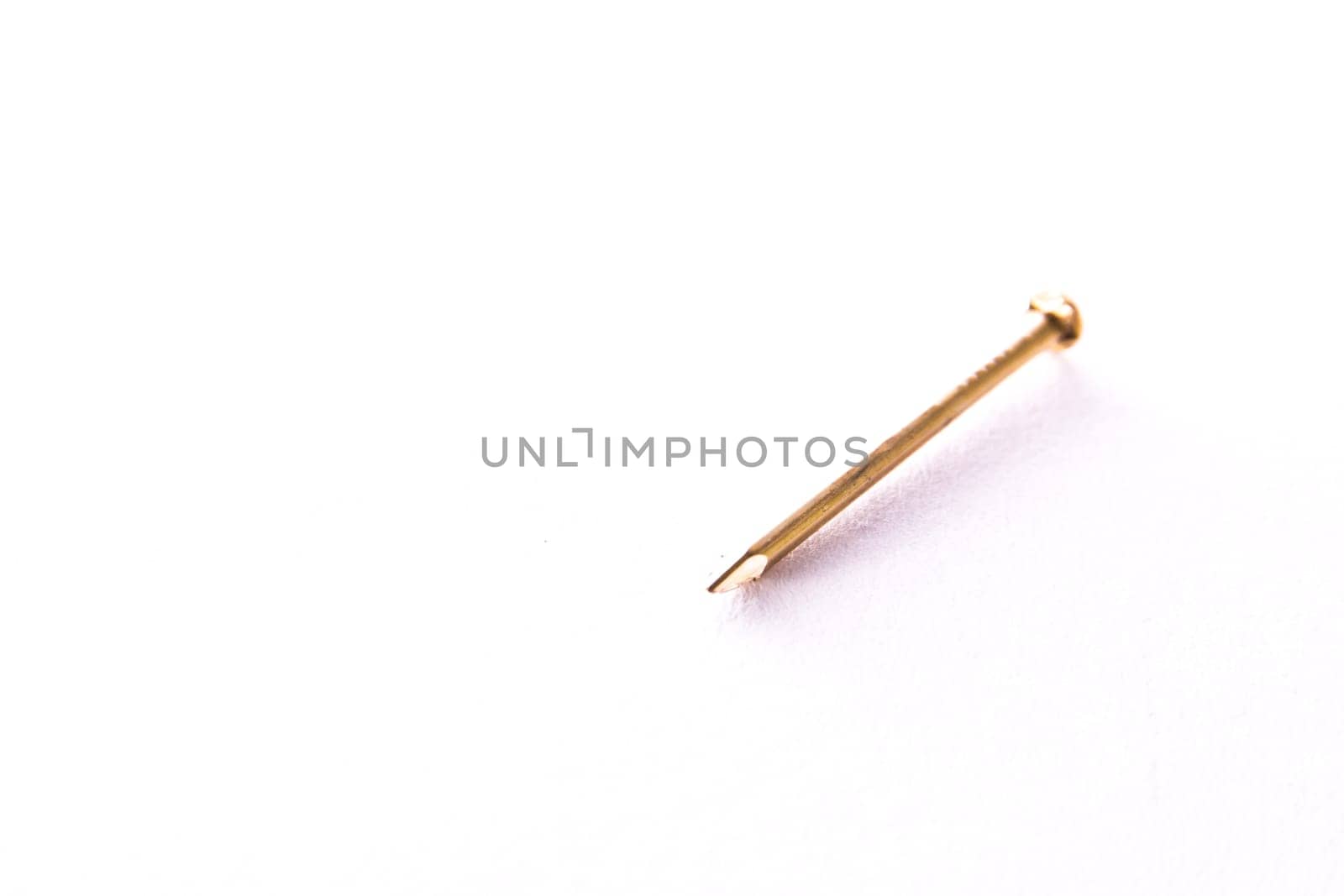 Single Nail Metal Chrome Gold Standing Laying Object Construction Background