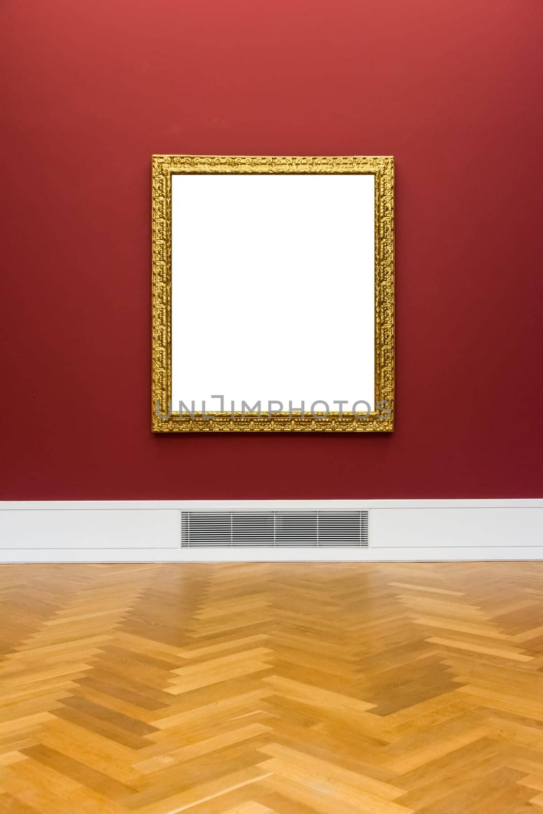 Art Museum Frame Wall Ornate Minimal Design White Isolated Clipping Path Template