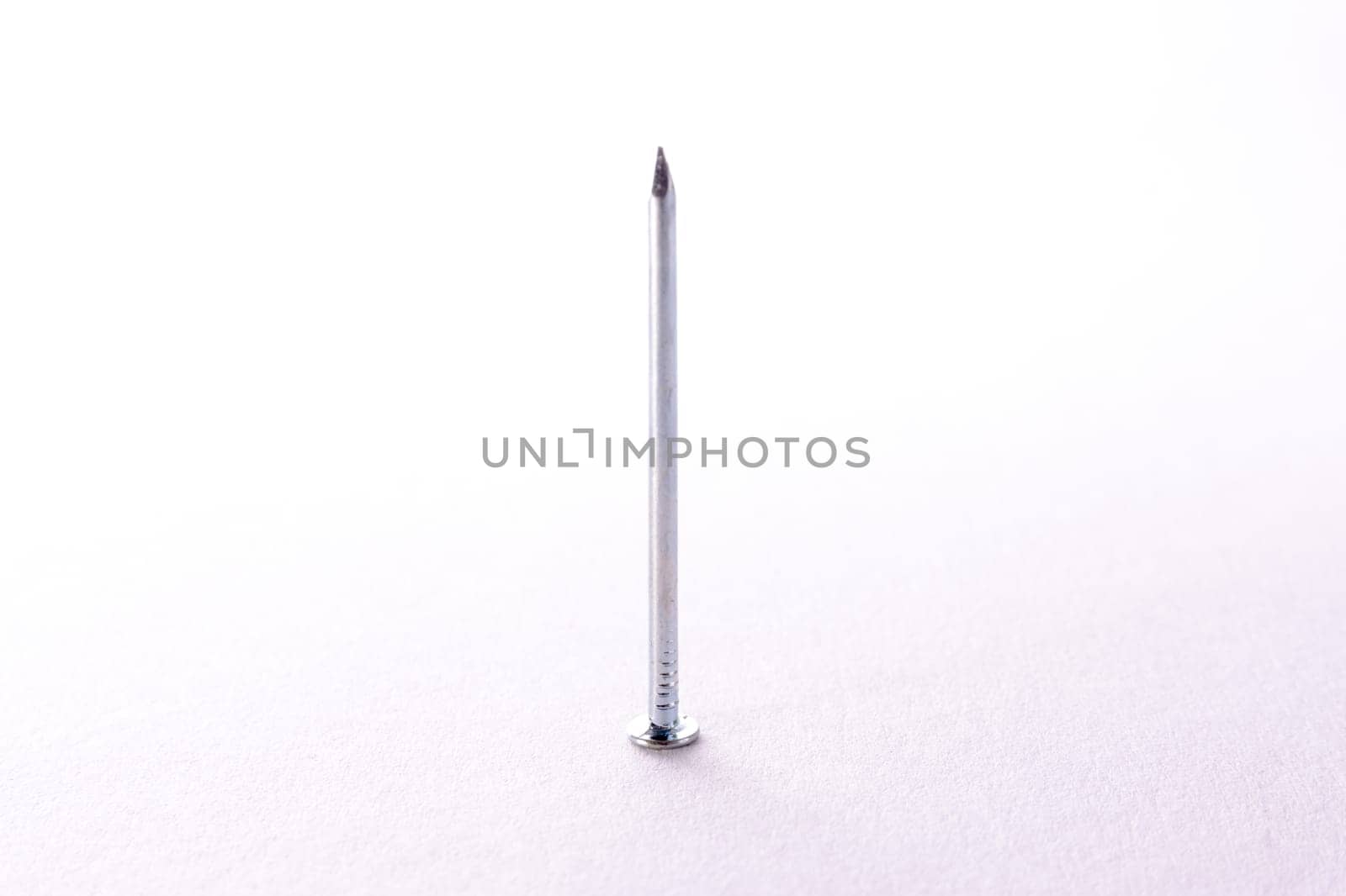 Single Nail Metal Chrome Gold Standing Laying Object Construction Background