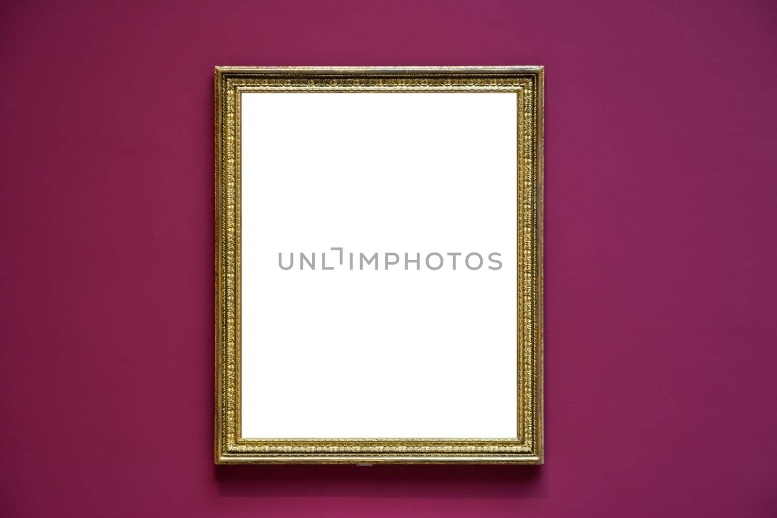 Art Museum Frame Wall Ornate Minimal Design White Isolated Clipping Path Template