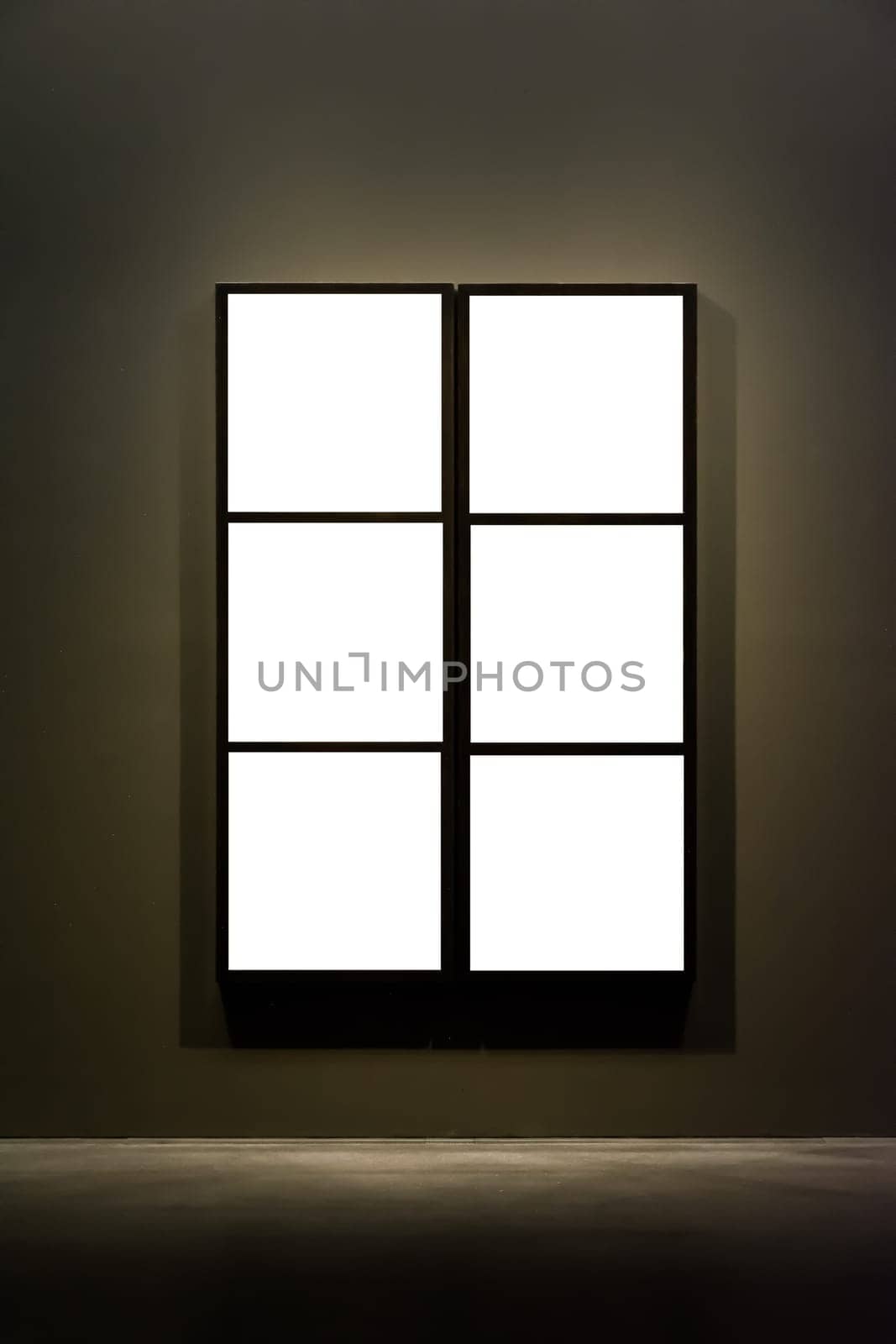 Art Museum Frame Dark Grey Wall Ornate Minimal Design White Isolated Clipping Path Template