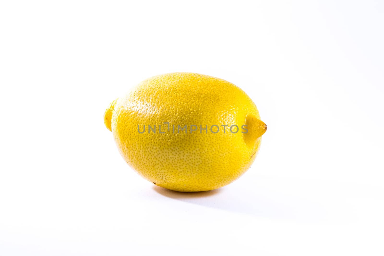 Single Lemon White Background Bright Yellow Fruit Fresh Food