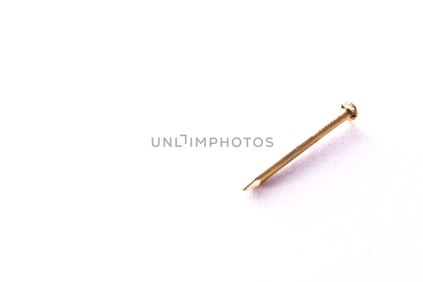 Single Nail Metal Chrome Gold Standing Laying Object Construction Background