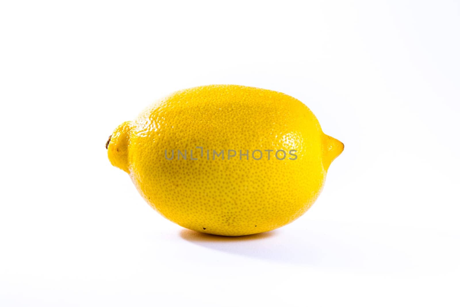 Single Lemon White Background Bright Yellow Fruit Fresh Food