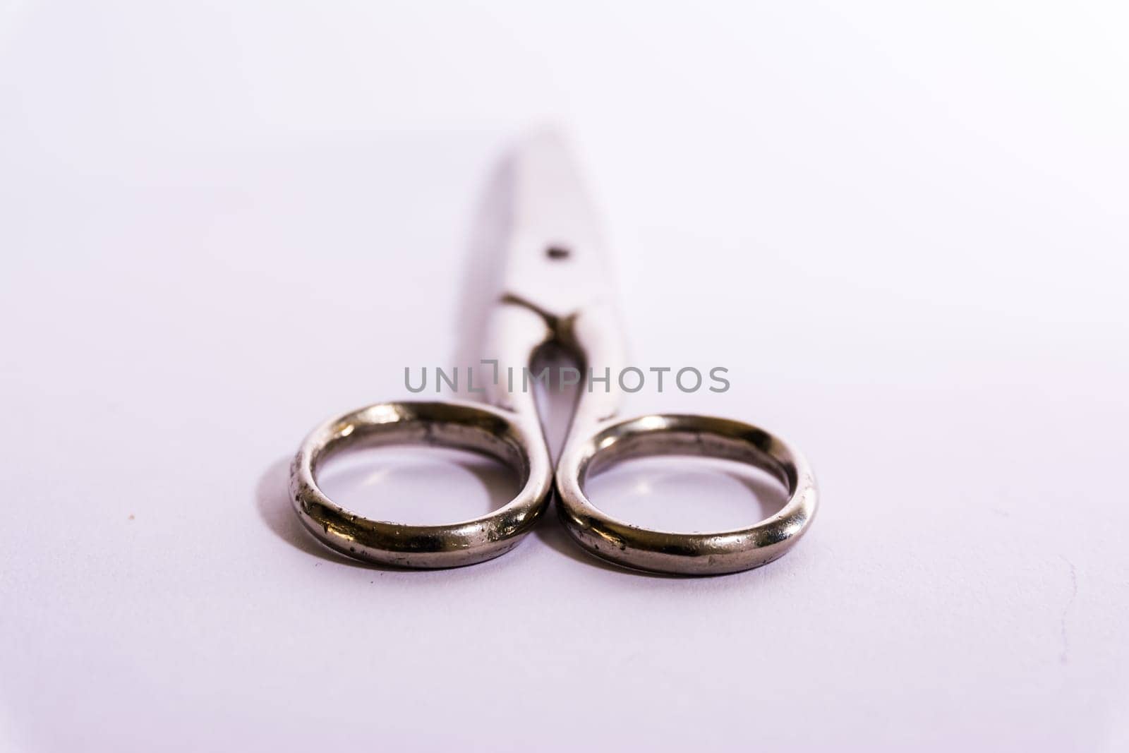 Shiny Metal Scissors Medical Construction Blank White Background Object