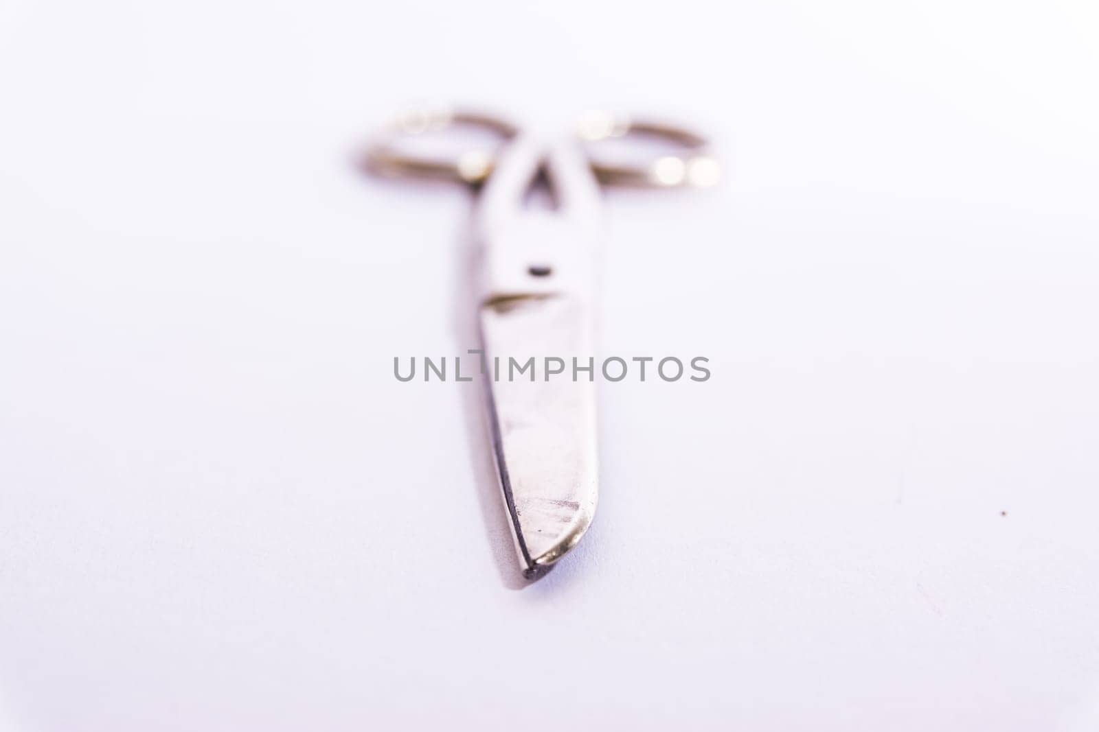 Shiny Metal Scissors Medical Construction Blank White Background Object