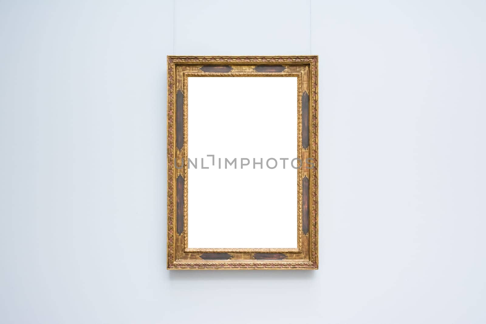 Art Museum Frame Wall Ornate Minimal Design White Isolated Clipping Path Template