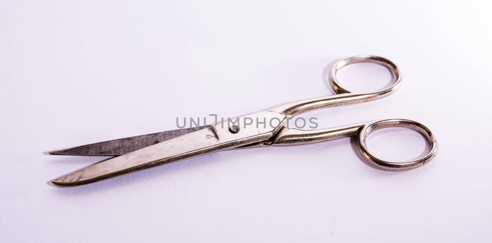 Shiny Metal Scissors Medical Construction Blank White Background Object
