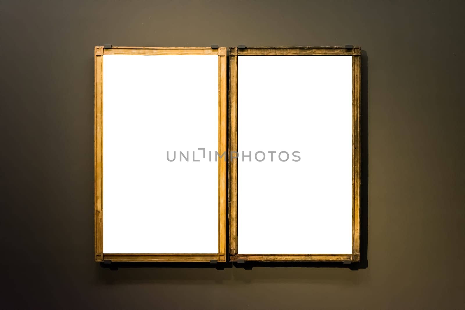 Art Museum Frame Dark Grey Wall Ornate Minimal Design White Isolated Clipping Path Template