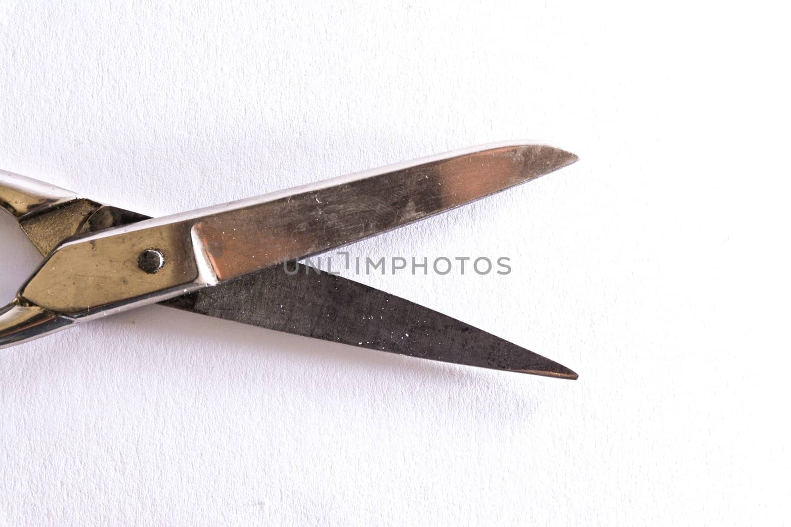 Shiny Metal Scissors Medical Construction Blank White Background Object