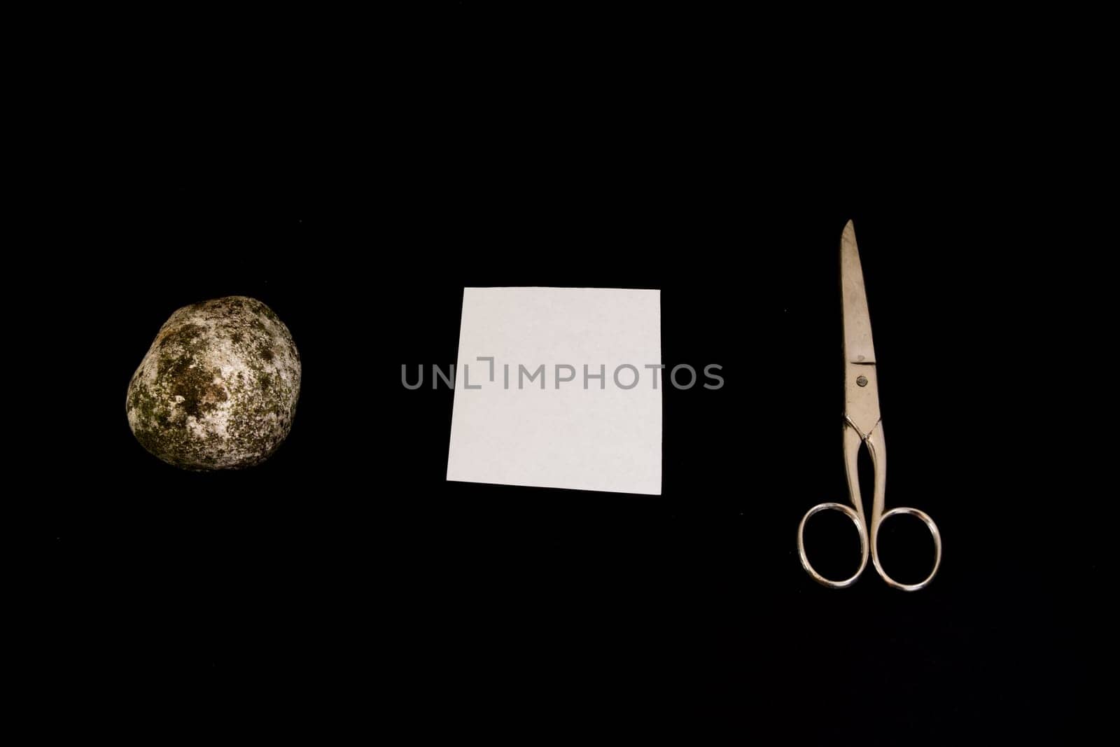 Rock Paper Scissors Game Black Isolated Background Decision Objects