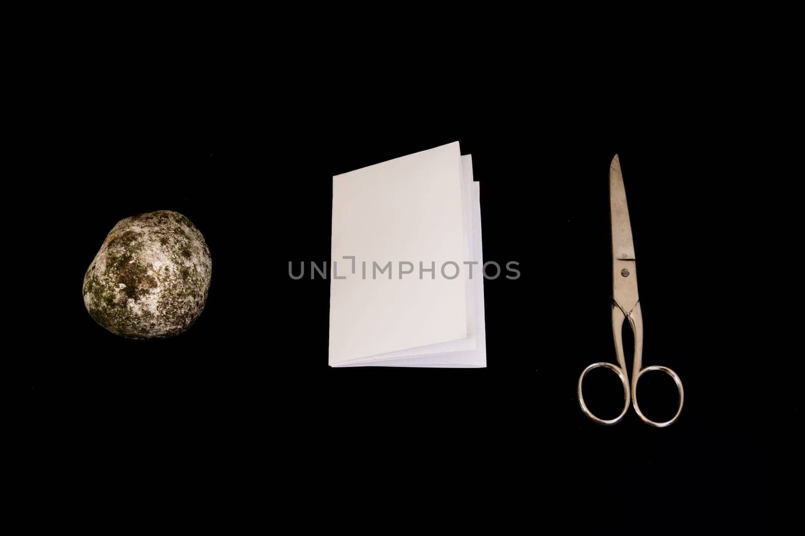 Rock Paper Scissors Game Black Isolated Background Decision Objects