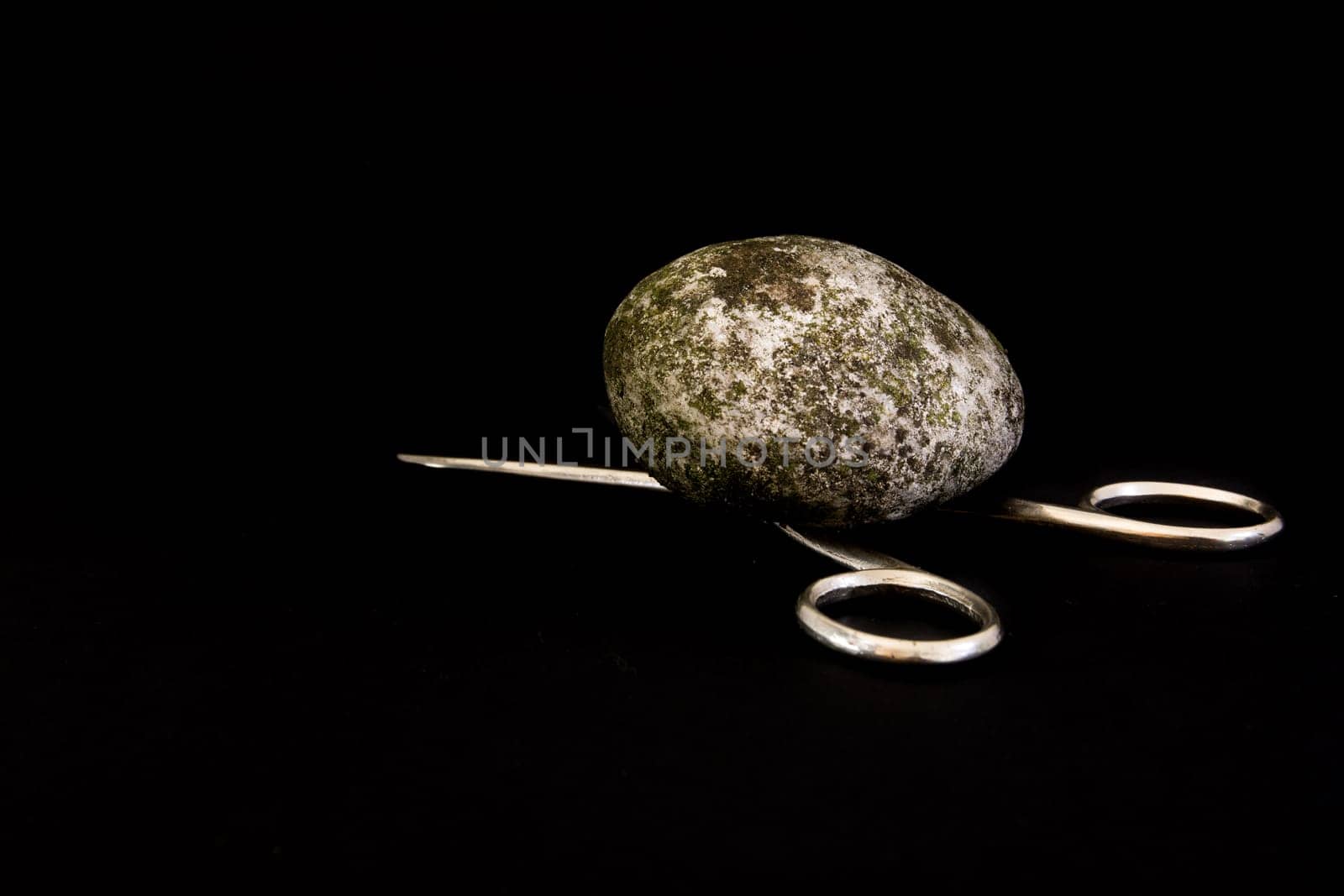 Rock Beats Scissors Crush Metal Stone Dirty Black Isolated Background Game