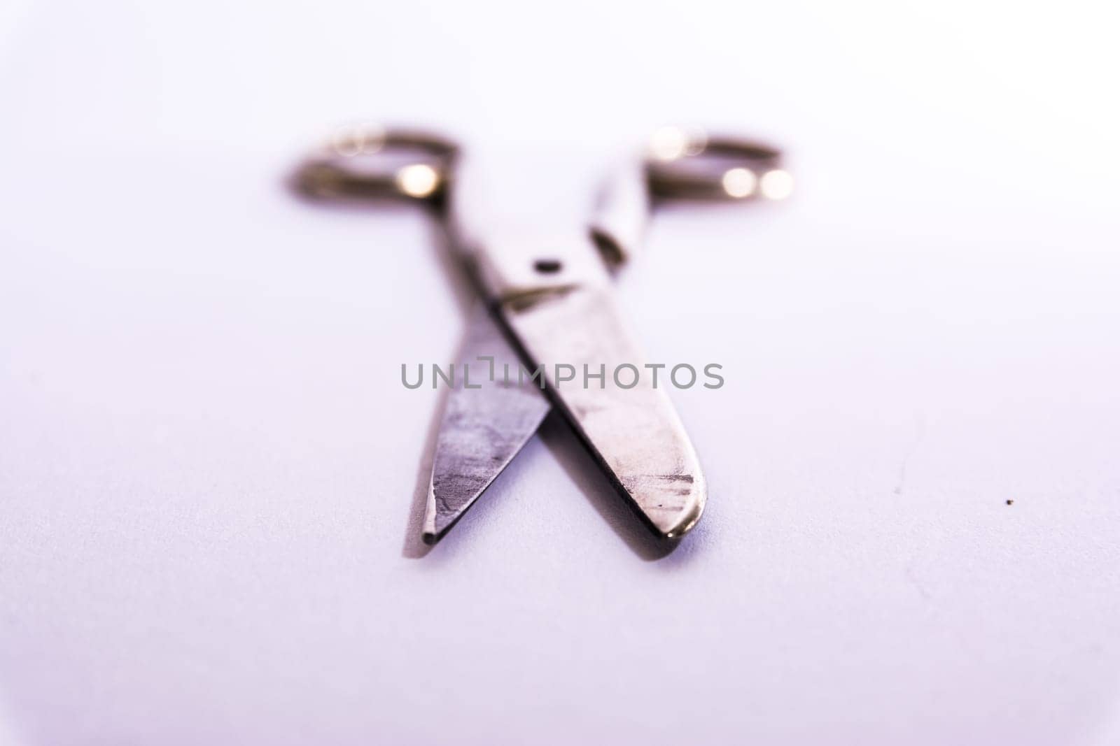 Shiny Metal Scissors Medical Construction Blank White Background Object