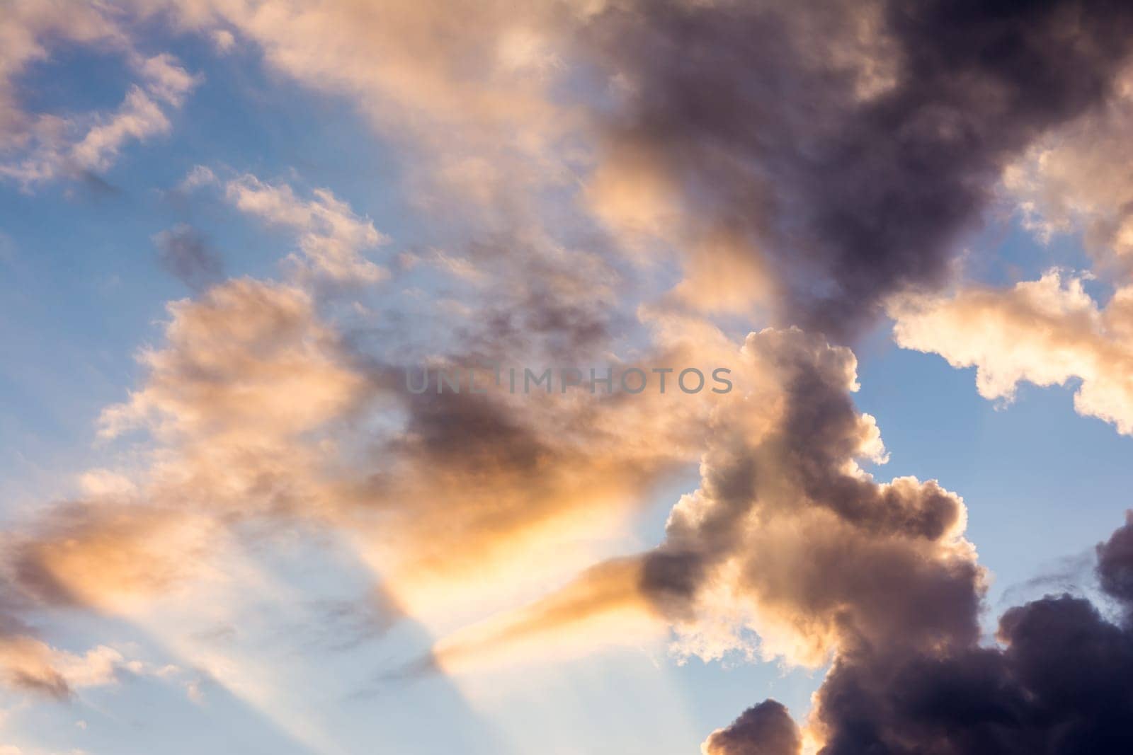 Beautiful Warm Burning Sky Sunset Blue Orange Black Purple Dramatic Weather Outdoors