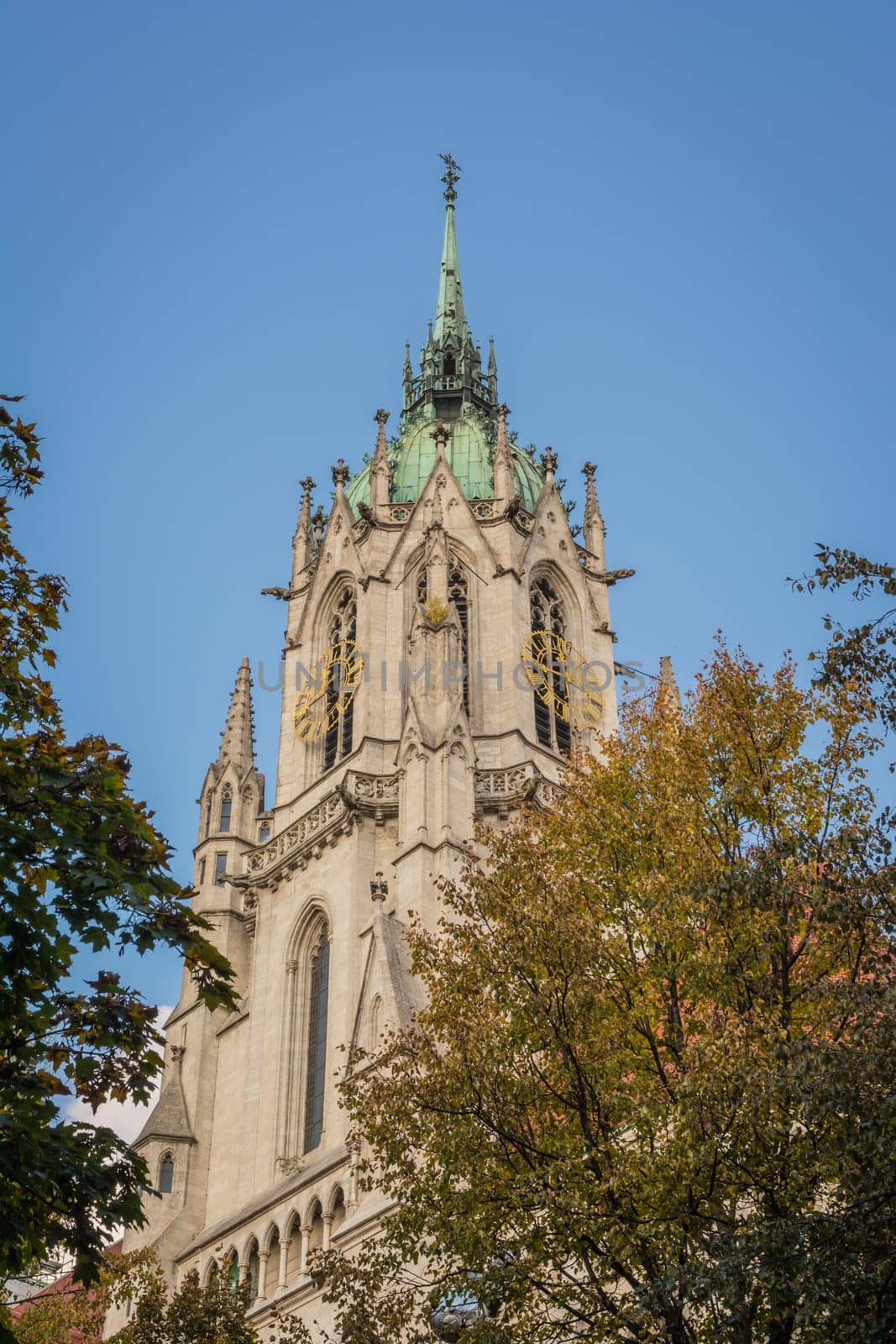 Saint Paul Church Cathedral Catholic Christian Exterior Architecture Munich Germany Europe Historic Landmark Blue Sky Autumn Outdoors