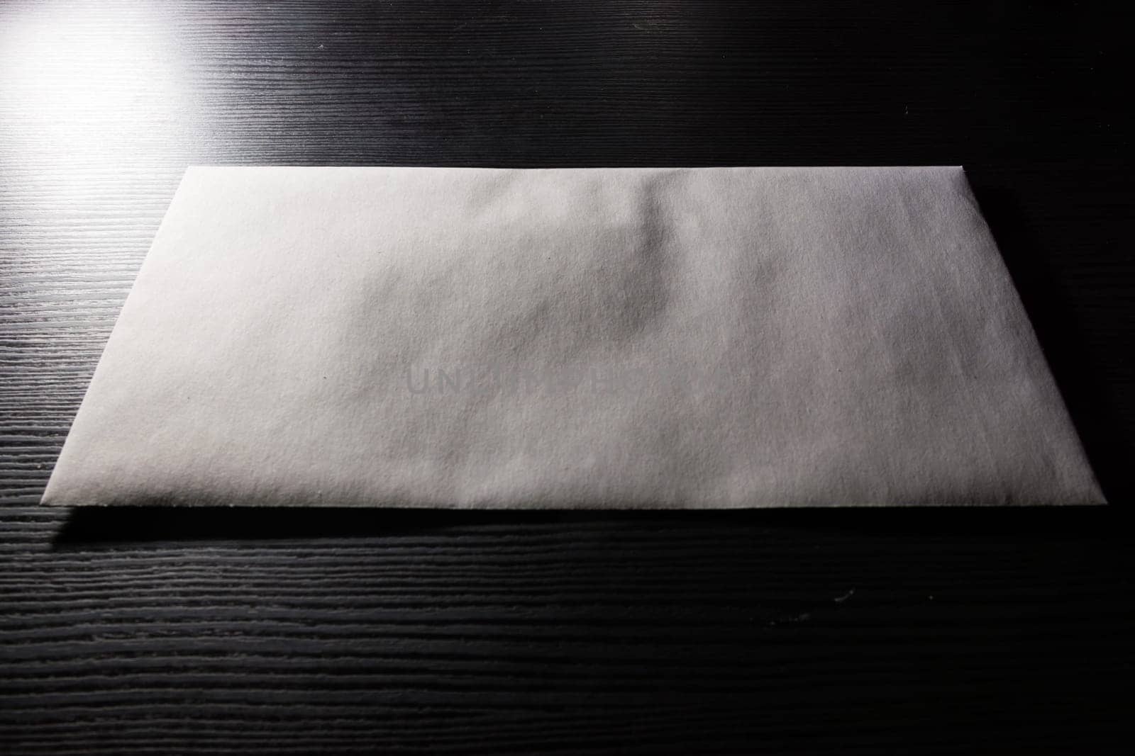 Blank Letter Envelope Template White Paper Texture Background Desk
