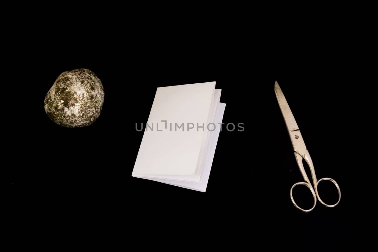 Rock Paper Scissors Game Black Isolated Background Decision Objects