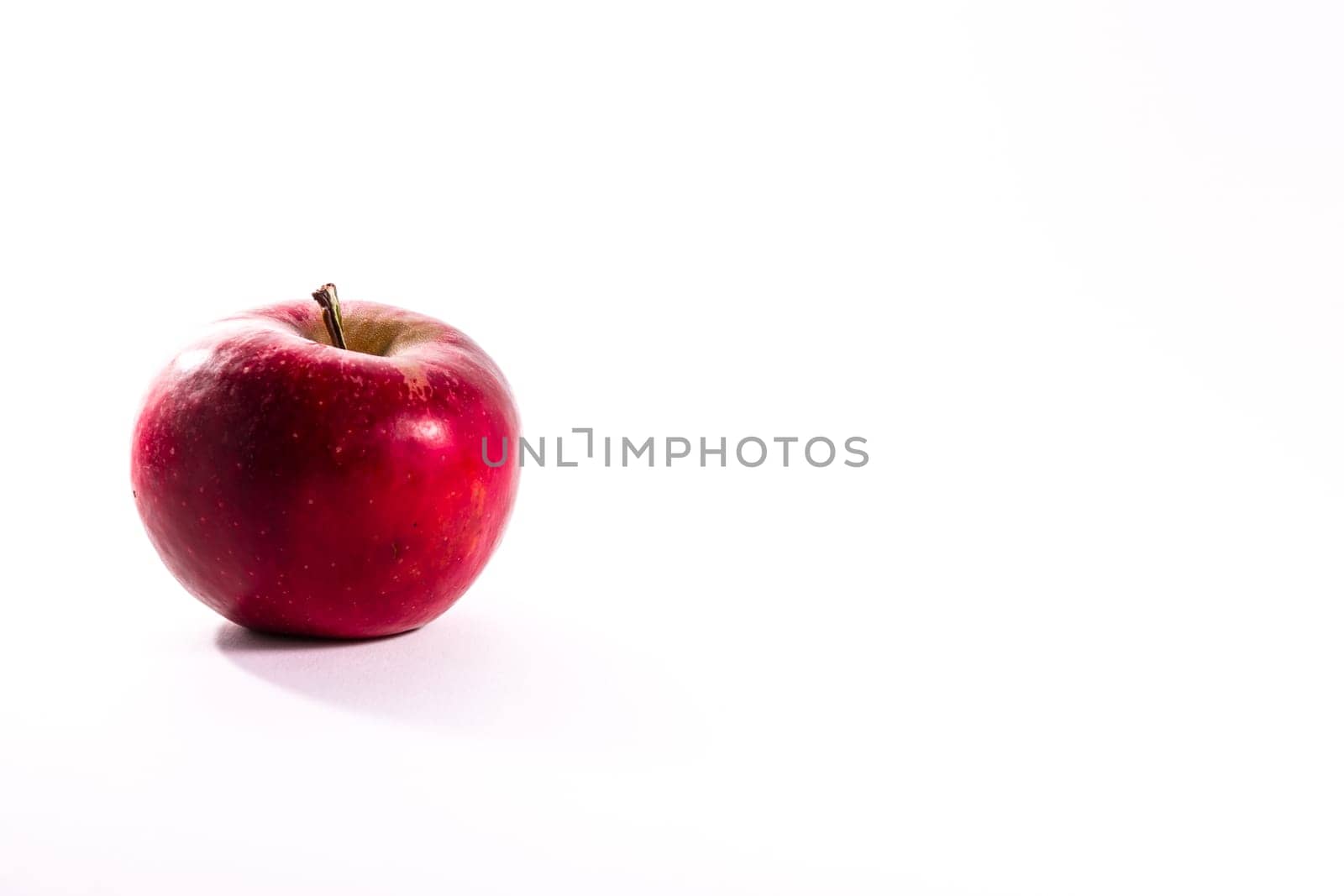 Bright Red Juicy Apple Fruit Fresh Diet Food Isolated White Background