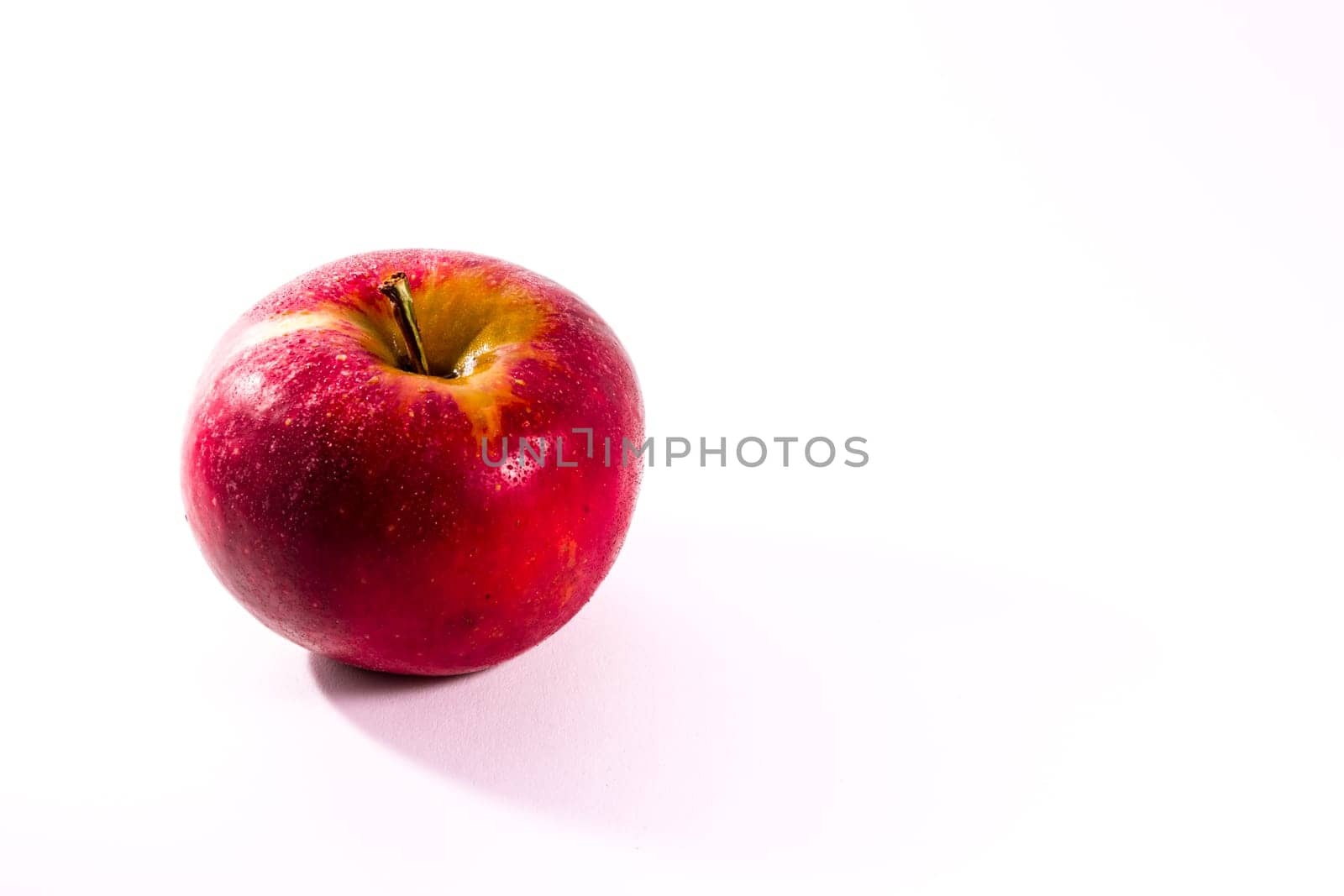 Bright Red Juicy Apple Fruit Fresh Diet Food Isolated White Background