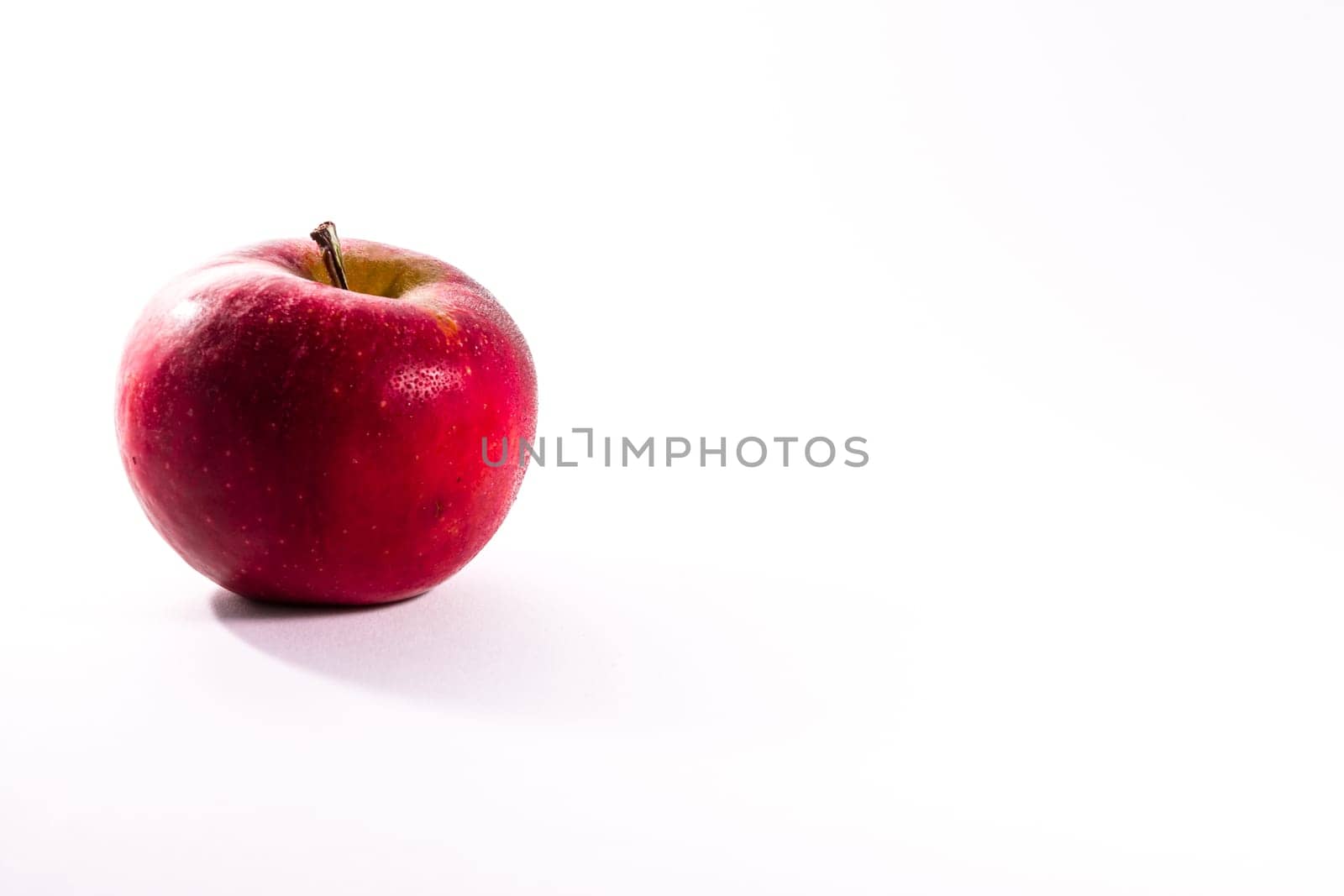 Bright Red Juicy Apple Fruit Fresh Diet Food Isolated White Background