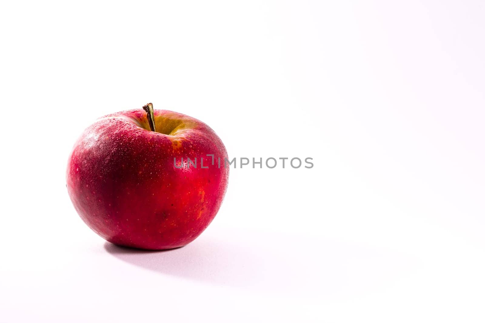 Bright Red Juicy Apple Fruit Fresh Diet Food Isolated White Background