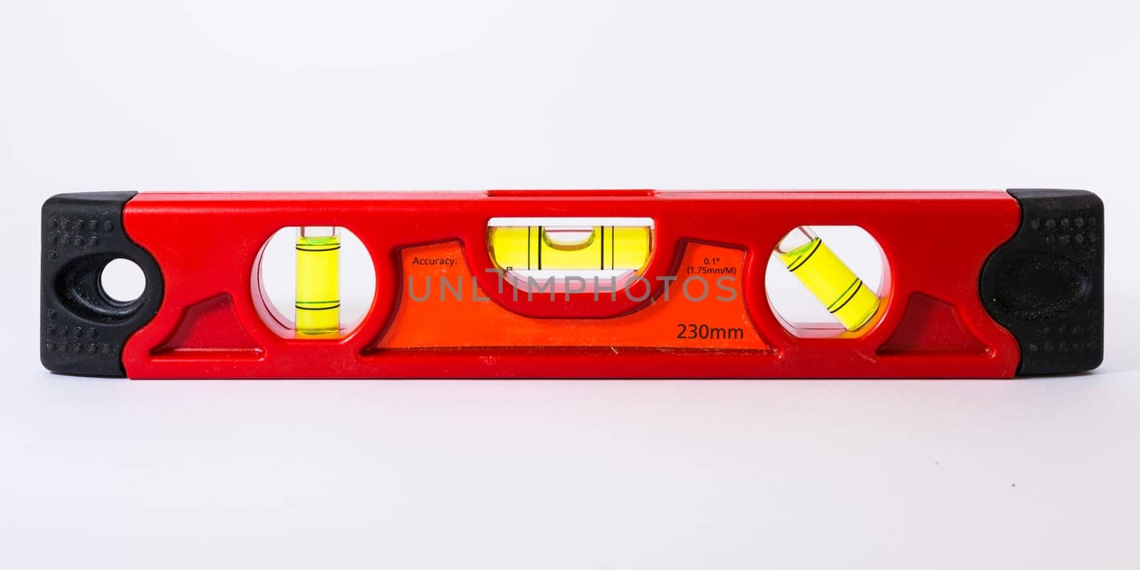 Bubble Spirit Level Construction Hand Tool Bright Red White Backgorund