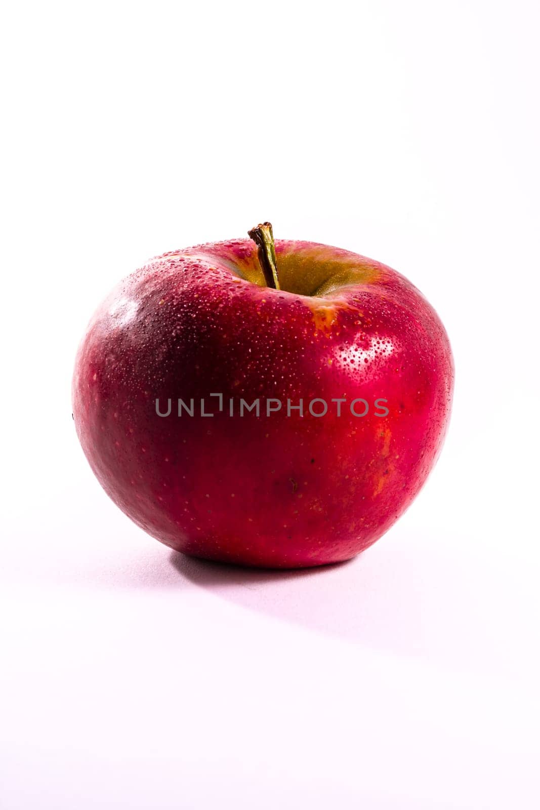 Bright Red Juicy Apple Fruit Fresh Diet Food Isolated White Background