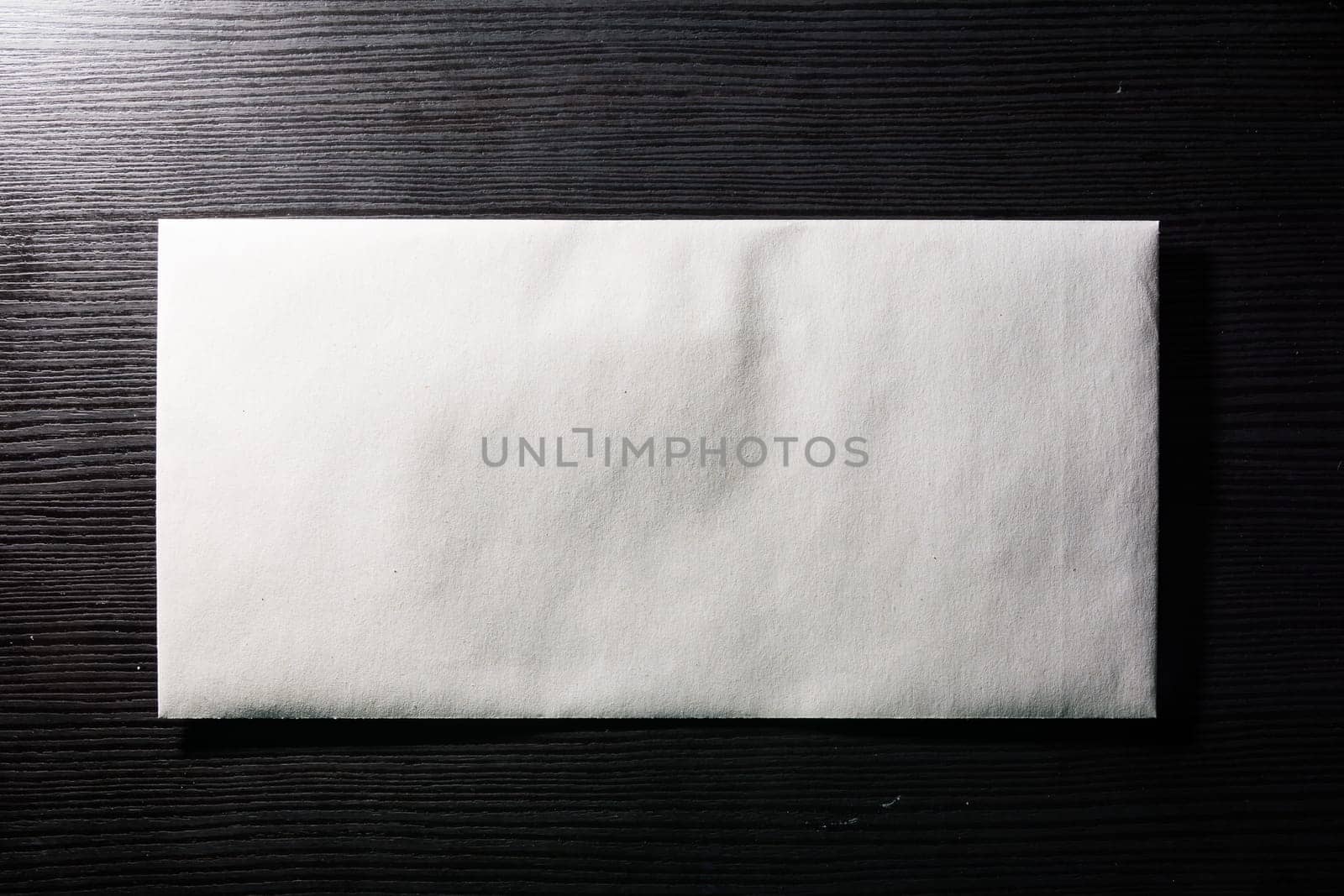 Blank Letter Envelope Template White Paper Texture Background Desk