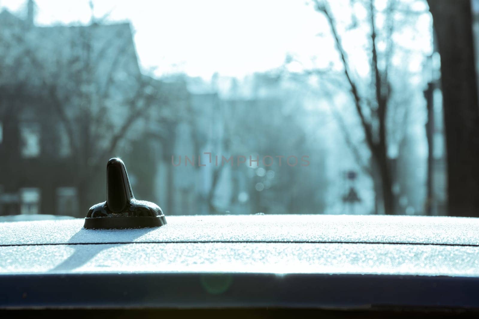 Car Details Frosted Snow Ice Cold Winter Climate Window Wipers Antenna