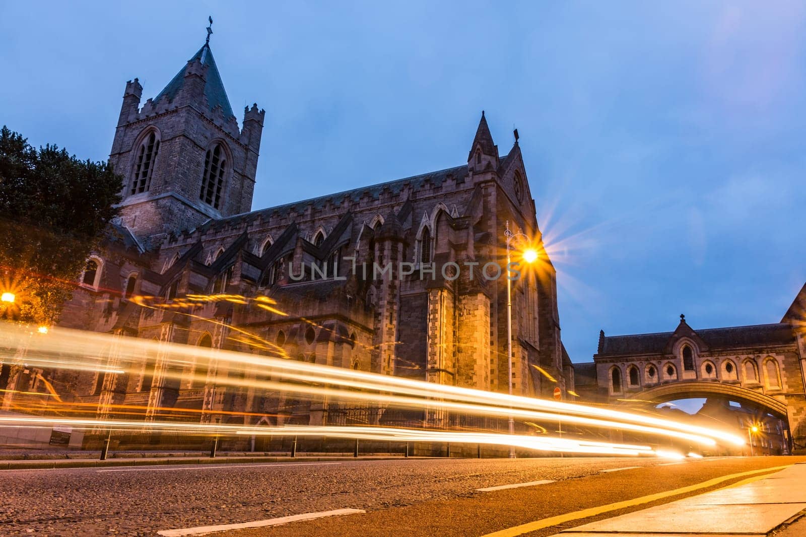 Christ Church Blue Hour Long Exposure Light Streaks Dublin Ireland