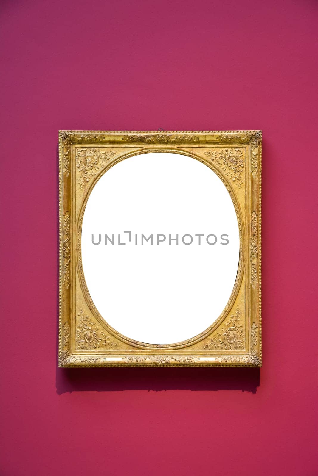 Art Museum Frame Wall Ornate Minimal Design White Isolated Clipping Path Template