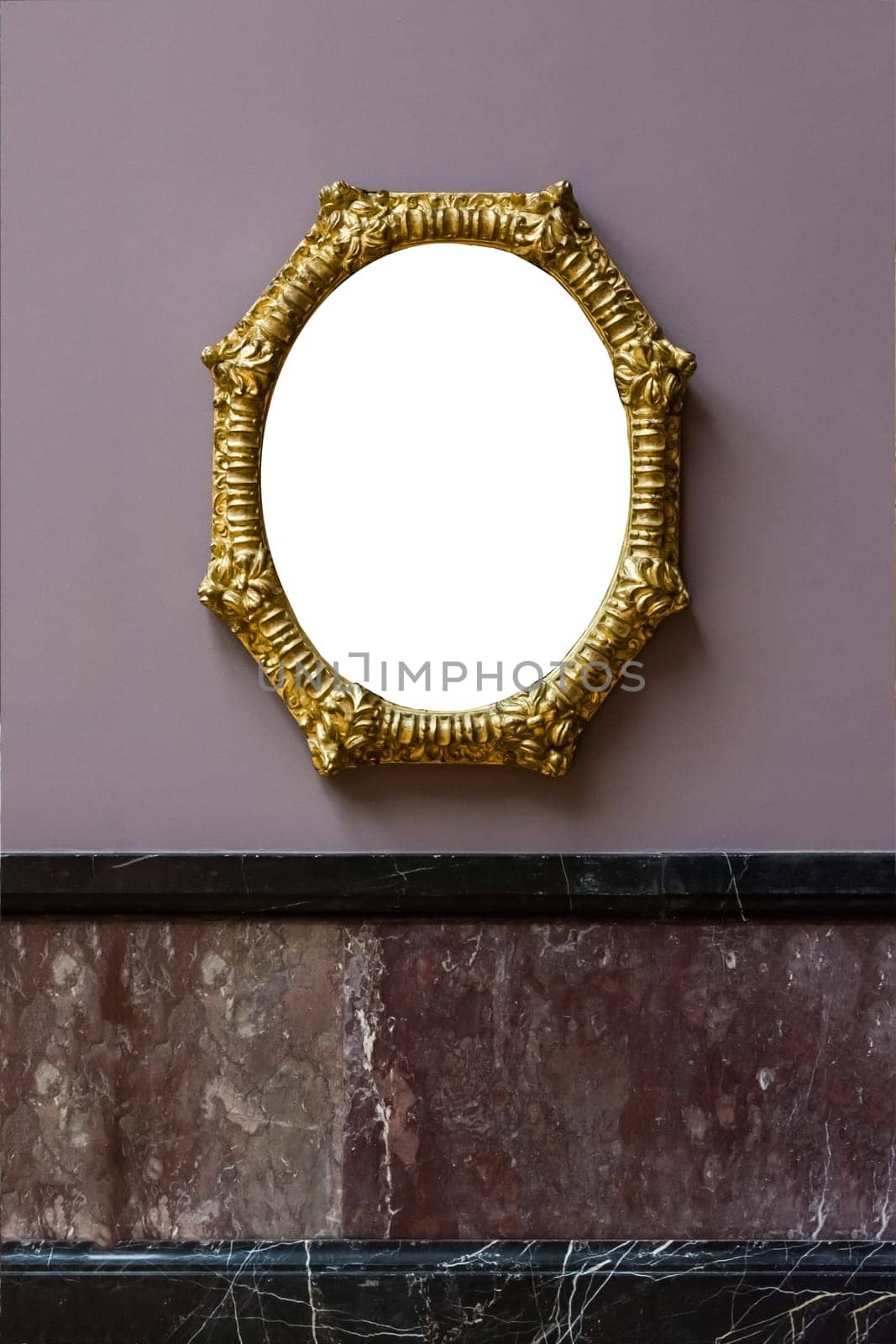 Art Museum Frame Wall Ornate Minimal Design White Isolated Clipping Path Template