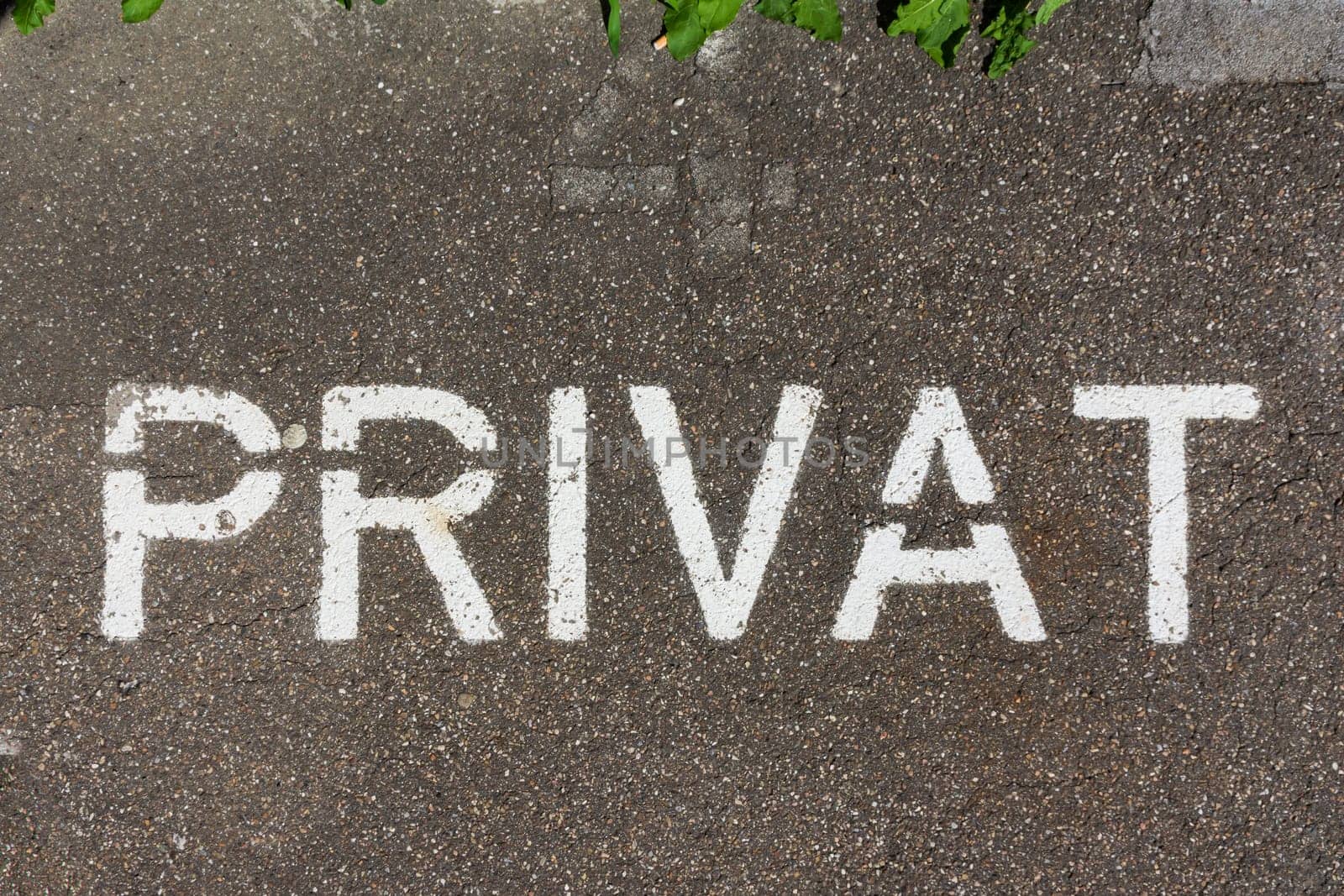 Privat German Private Sign Asphalt Parking Painted Warning Traffic