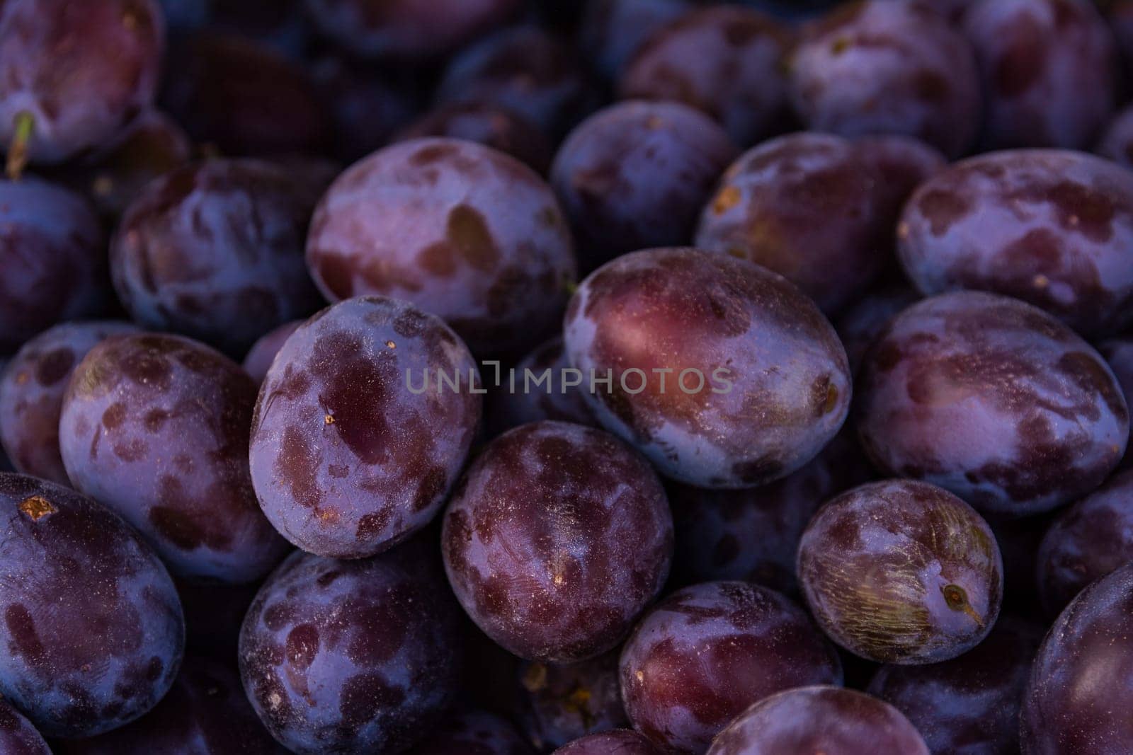 Plums Purple Fruit Bunch Market Food Texture Background