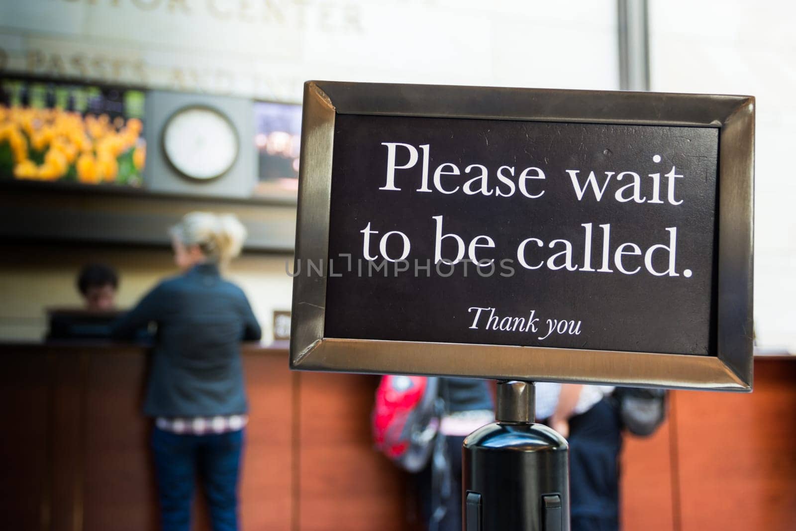Please Wait to be Called Sign Caution Line Thank You