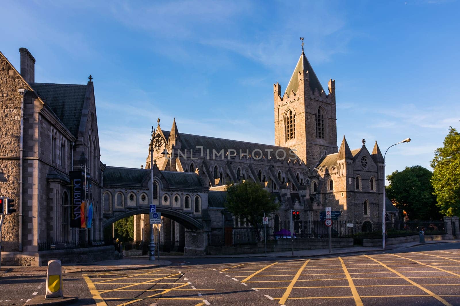 Daytime Sunset Cityscape Christchurch Cathedral Dublin Ireland