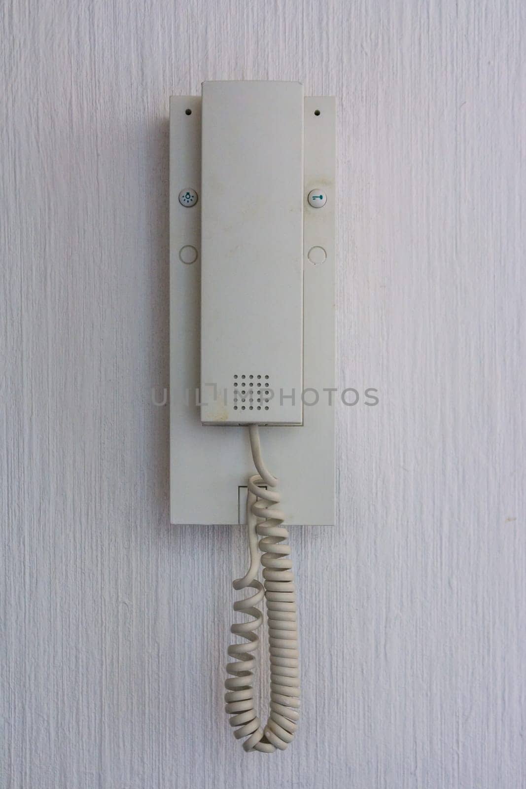 Phone Hook Reciever Apartment Texture White Detail Electronic Spiral Cord