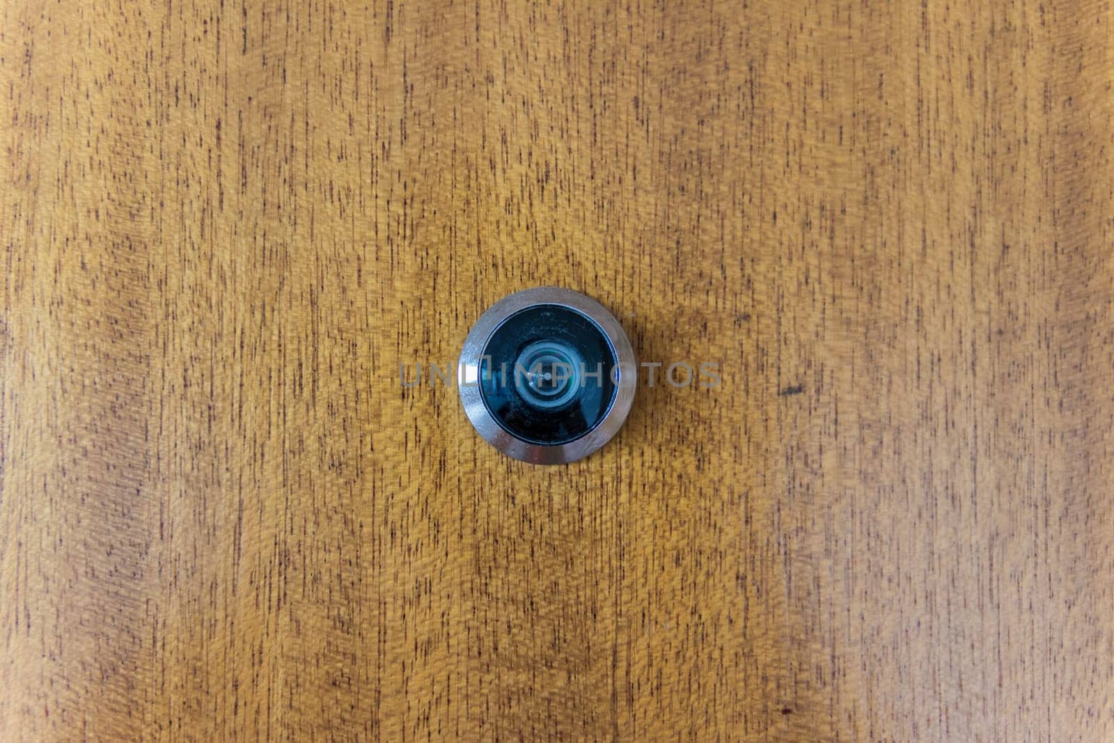 Peephole Wooden Door Metal Rim Circular Security Texture
