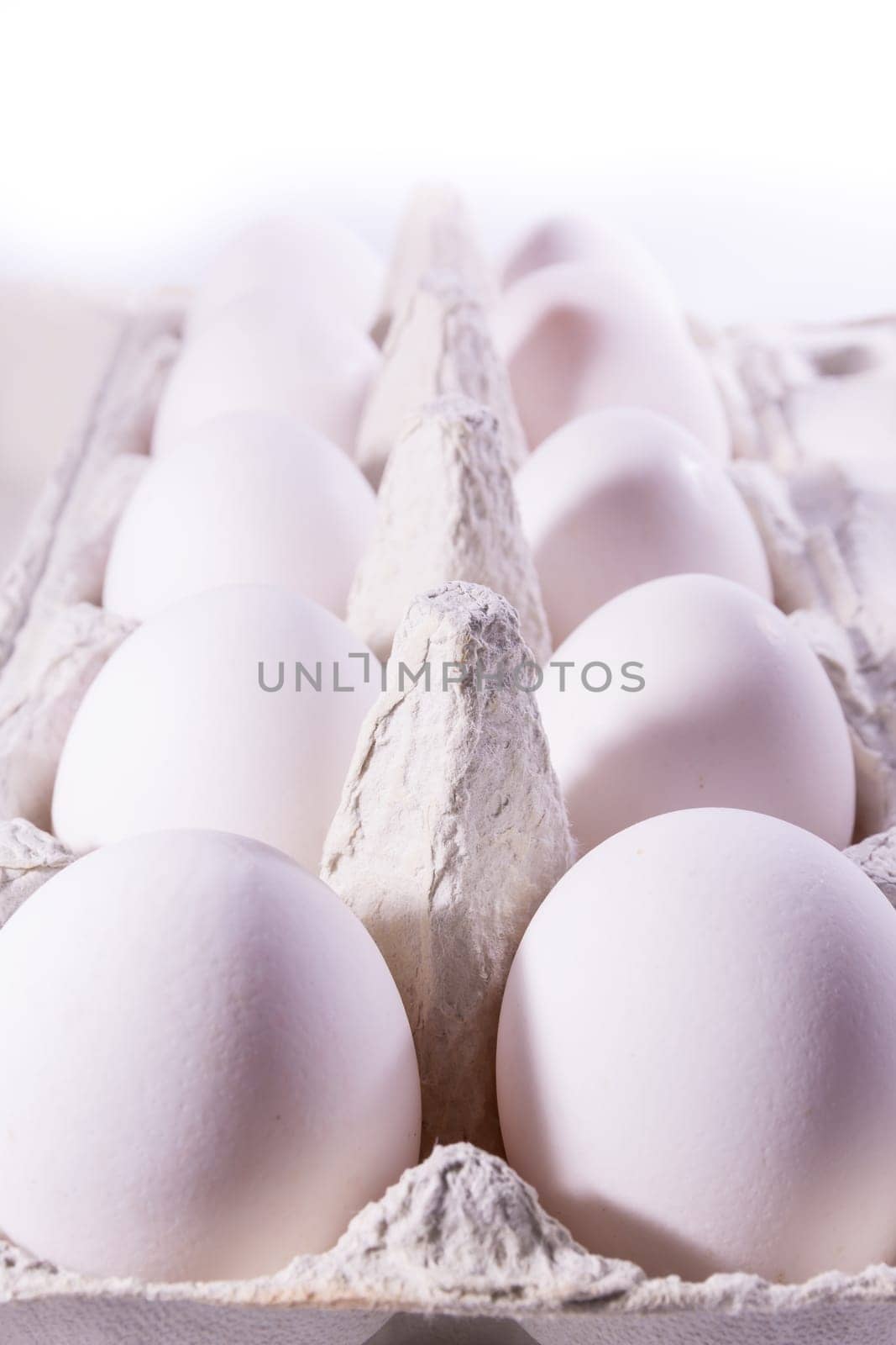 Eggs Package Tray Material Cardboard Fresh Ingredient Cooking Shells White Unbroken Isolated Background Blank
