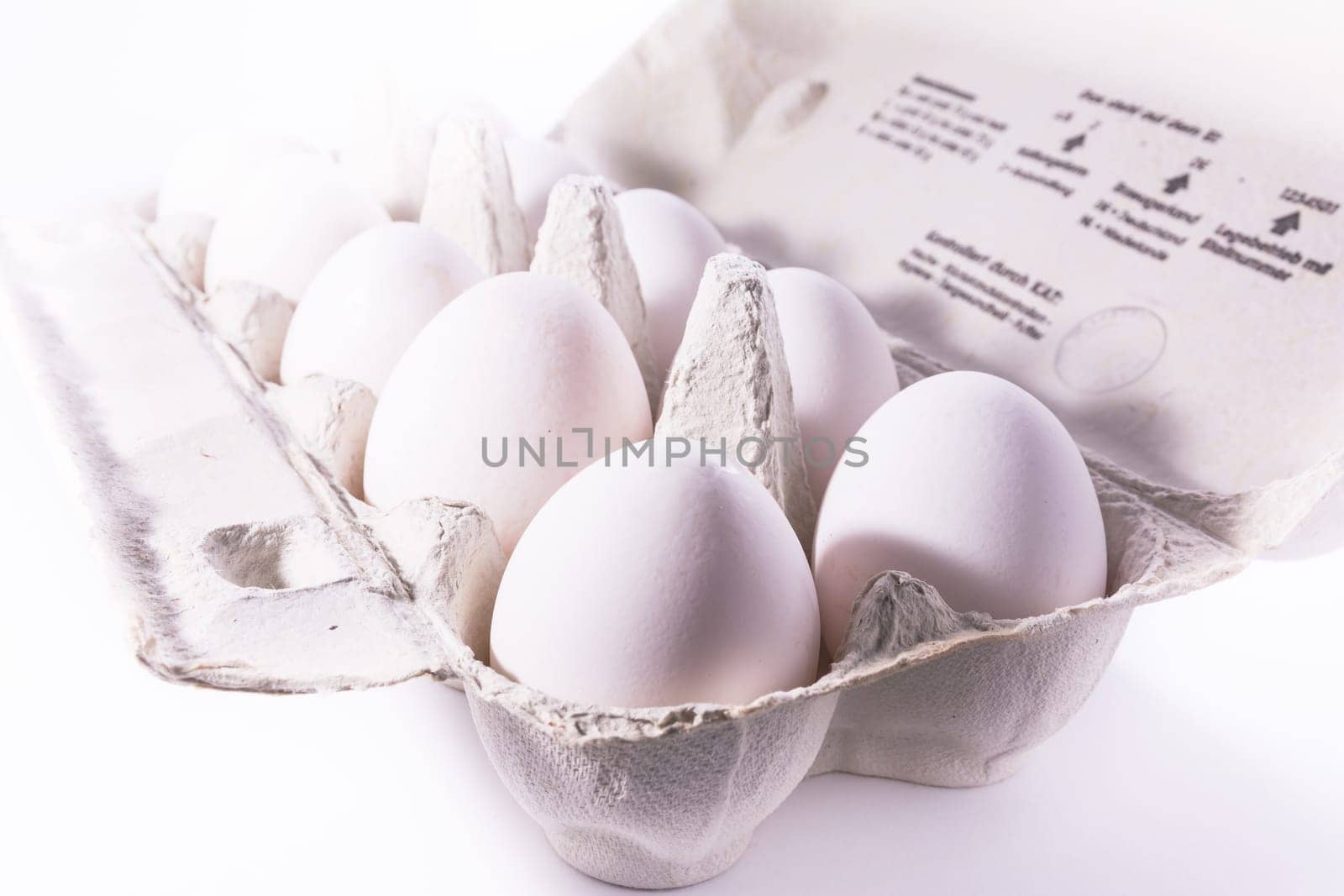 Eggs Package Tray Material Cardboard Fresh Ingredient Cooking Shells White Unbroken Isolated Background Blank