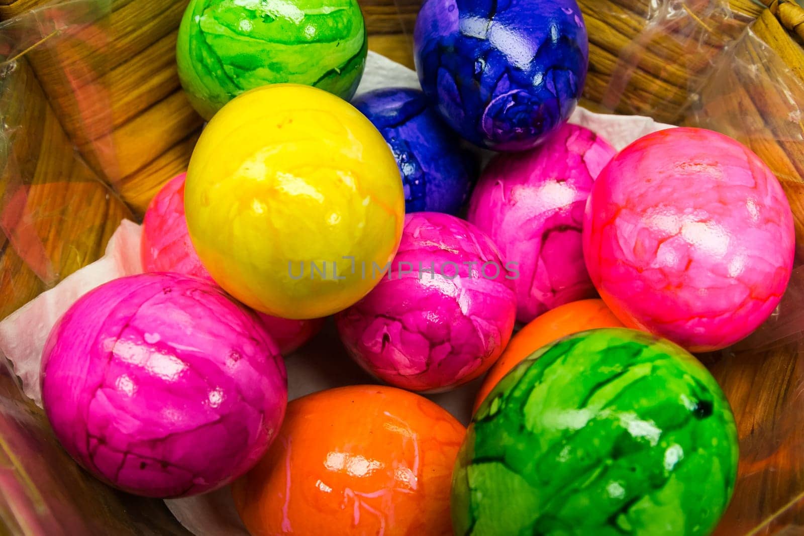 Easter Egg Colorful Basket Painted Food Festive Season Celebration Holiday