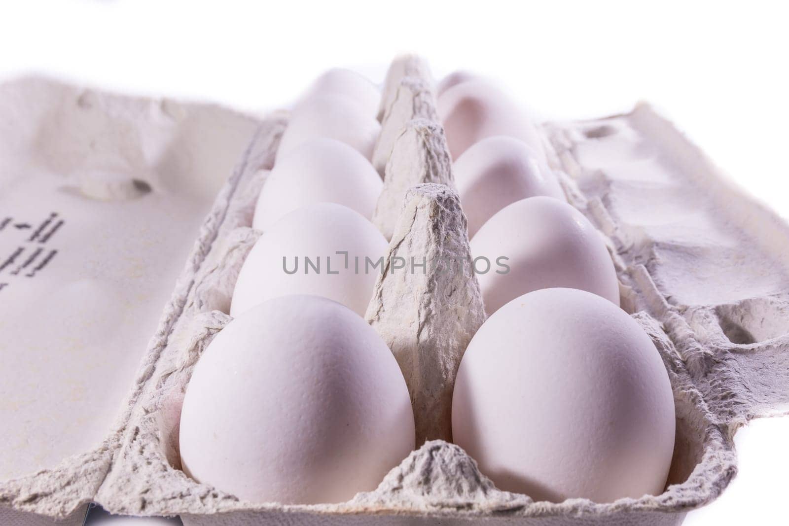 Eggs Package Tray Material Cardboard Fresh Ingredient Cooking Shells White Unbroken Isolated Background Blank