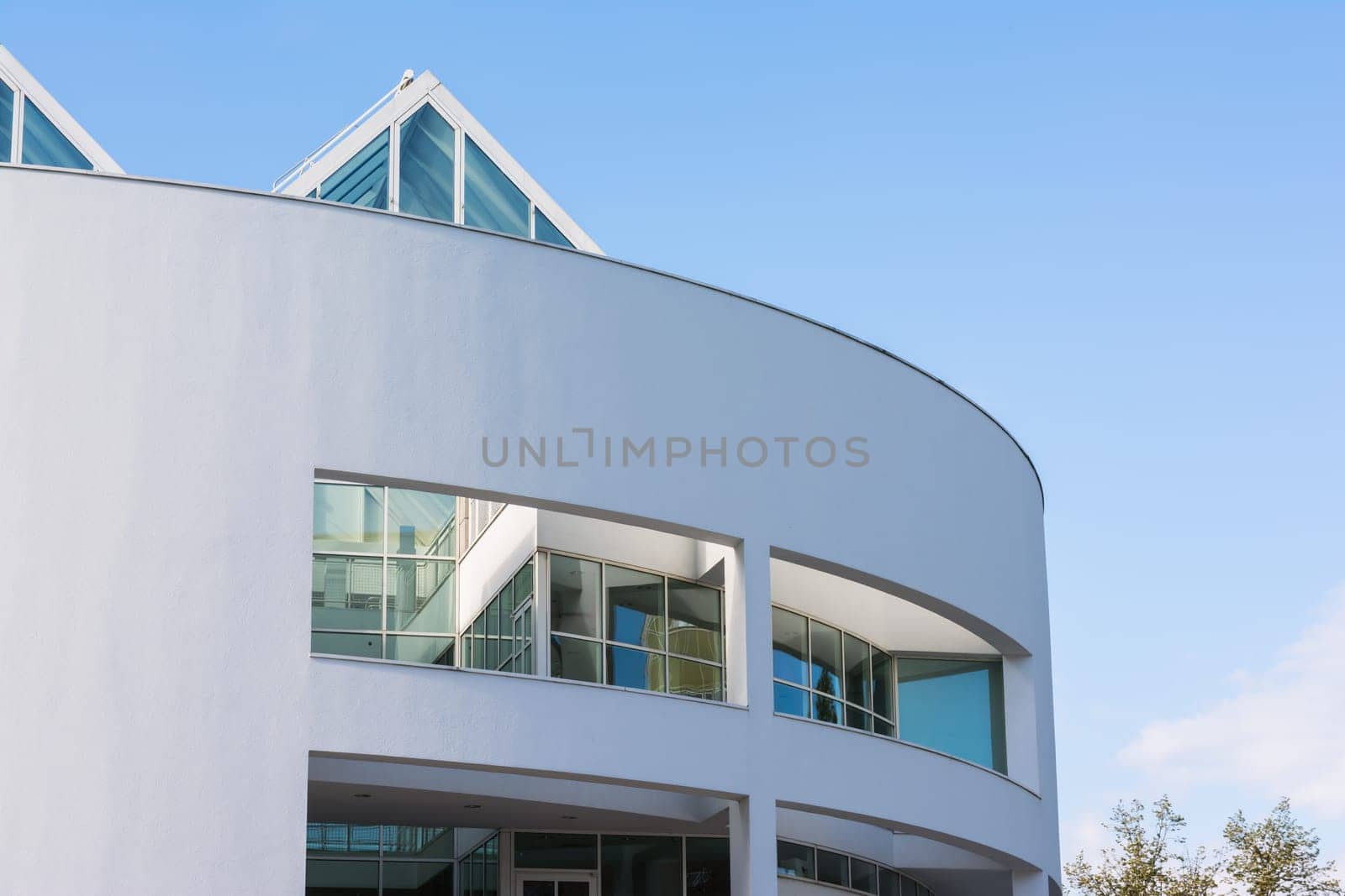 Modern Architecture Plain White Circular Building Ulm Sunny Day