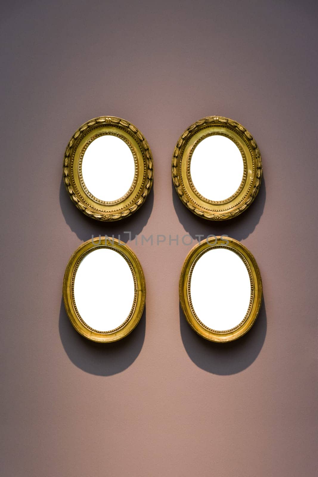 Art Museum Frame Dark Grey Wall Ornate Minimal Design White Isolated Clipping Path Template