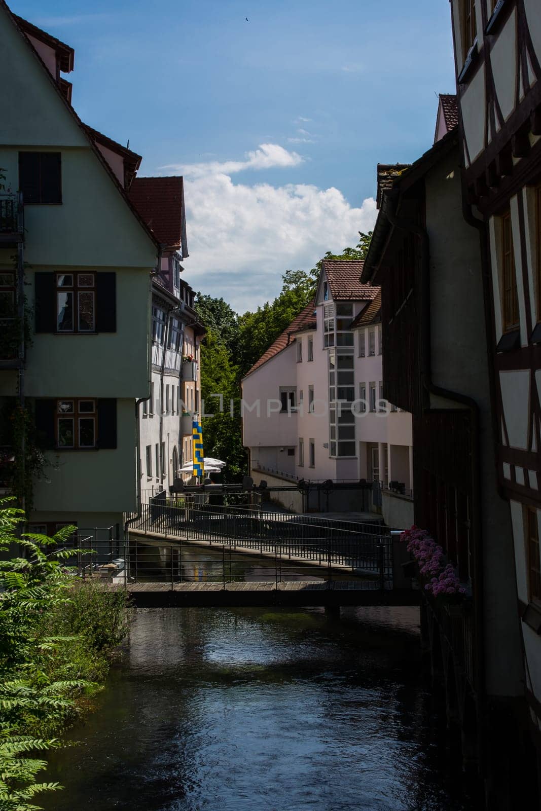 Flowing Canal Through German Buildings in Ulm