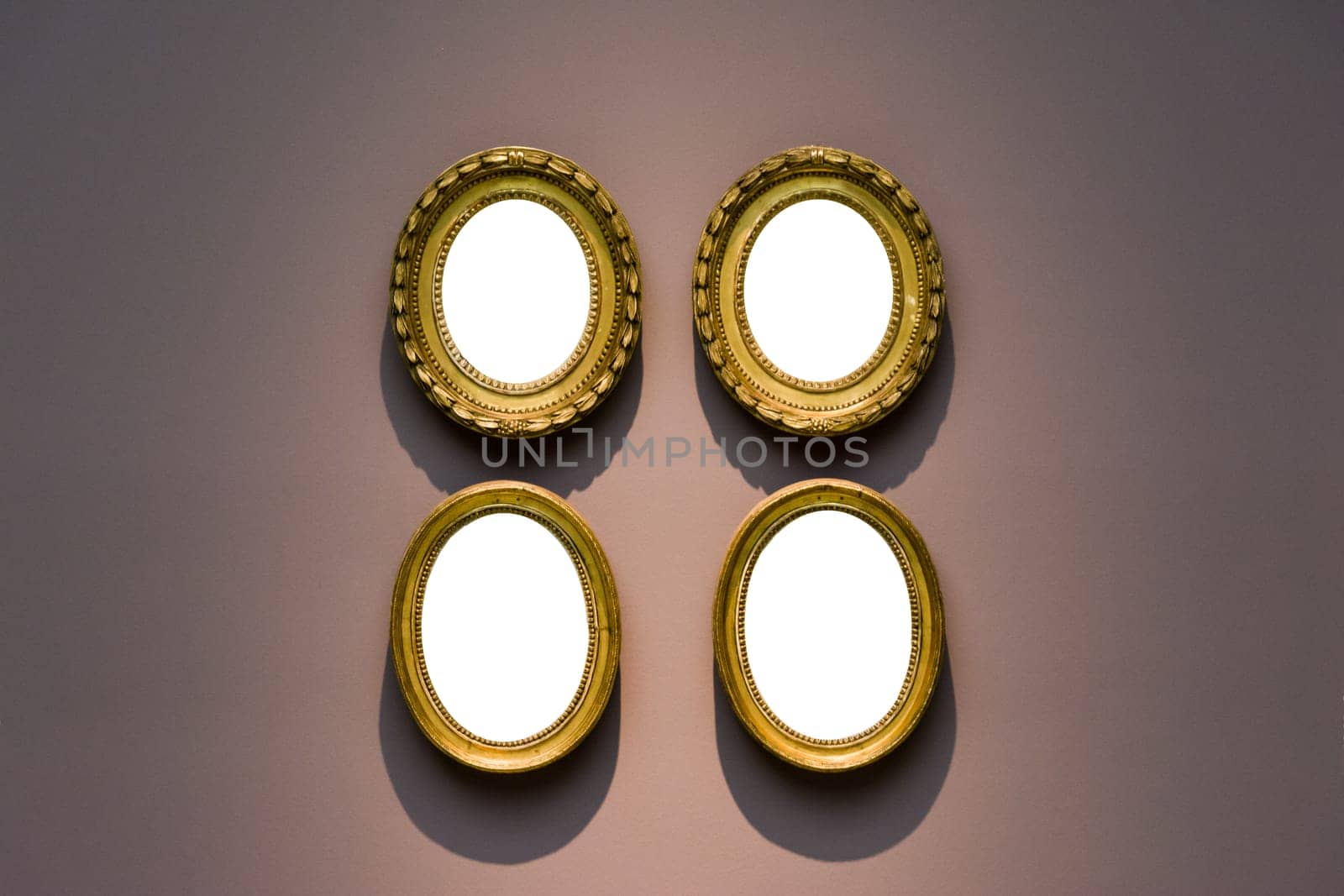 Art Museum Frame Dark Grey Wall Ornate Minimal Design White Isolated Clipping Path Template